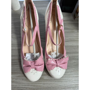 Women's Dola Lovely White Pink Heels Size 10